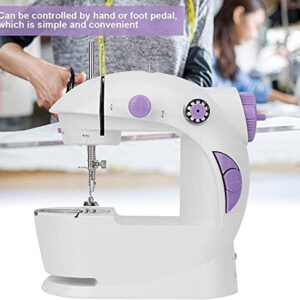 Mini Sewing Machine Upgraded Portable Two Threads Double Speed Double Switches Household Kids Beginners Travel Automatic Sewing Machine (White and Blue)