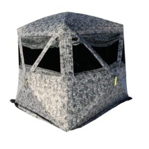 Hawk Mancave Archery Ground Blind, 4 Panoramic Windows, See-Through Mesh, Black Out Background, Water Resistant (HWK-FDGB)