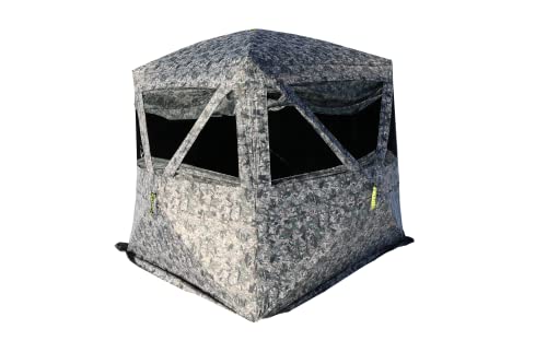 Hawk Mancave Archery Ground Blind, 4 Panoramic Windows, See-Through Mesh, Black Out Background, Water Resistant (HWK-FDGB)