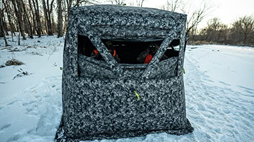 Hawk Mancave Archery Ground Blind, 4 Panoramic Windows, See-Through Mesh, Black Out Background, Water Resistant (HWK-FDGB)