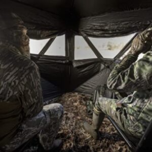 Hawk Mancave Archery Ground Blind, 4 Panoramic Windows, See-Through Mesh, Black Out Background, Water Resistant (HWK-FDGB)