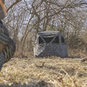 Hawk Mancave Archery Ground Blind, 4 Panoramic Windows, See-Through Mesh, Black Out Background, Water Resistant (HWK-FDGB)