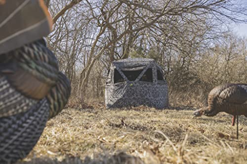 Hawk Mancave Archery Ground Blind, 4 Panoramic Windows, See-Through Mesh, Black Out Background, Water Resistant (HWK-FDGB)