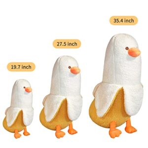 PEACH CAT Banana Duck Plush Toy Cute Plushie Hugging Plush Pillow Duck Stuffed Animal for Girls and Boys White 27.5"