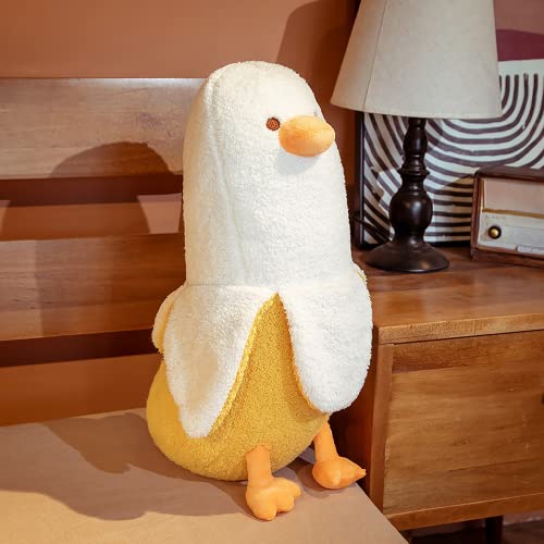 PEACH CAT Banana Duck Plush Toy Cute Plushie Hugging Plush Pillow Duck Stuffed Animal for Girls and Boys White 27.5"