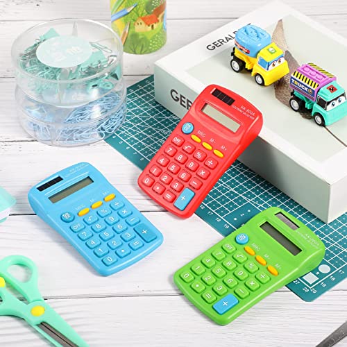 30 Pack Pocket Calculator Small Battery Powered Calculator Bulk Mini Size 4 Function Calculator Hand Held Basic Calculator for Students Kids School Home Office (Green, Red, Blue)