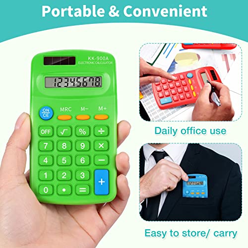 30 Pack Pocket Calculator Small Battery Powered Calculator Bulk Mini Size 4 Function Calculator Hand Held Basic Calculator for Students Kids School Home Office (Green, Red, Blue)