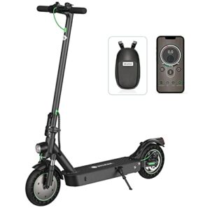 isinwheel s9max electric scooter, 500w motor, up to 22 miles range, top speed 21.7 mph, 10-inch solid tires, electric scooter adults with front and rear dual suspension, dual braking system & app