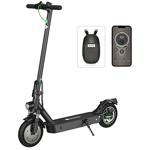 isinwheel S9MAX Electric Scooter, 500W Motor, Up to 22 Miles Range, Top Speed 21.7 MPH, 10-inch Solid Tires, Electric Scooter Adults with Front and Rear Dual Suspension, Dual Braking System & App