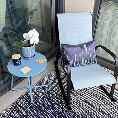 Grand patio Outdoor Mesh Sling Rocking Chair, Steel Rocker Seating Outside for Front Porch, Garden, Patio, Backyard (Blue 1PC)