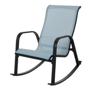 Grand patio Outdoor Mesh Sling Rocking Chair, Steel Rocker Seating Outside for Front Porch, Garden, Patio, Backyard (Blue 1PC)
