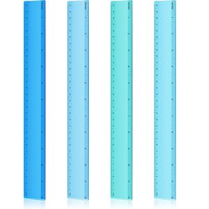 liphontcta 4 pack plastic straight rulers 12 inch coastal colors kids ruler for school clear blue ruler garden sculpture outdoor decoration