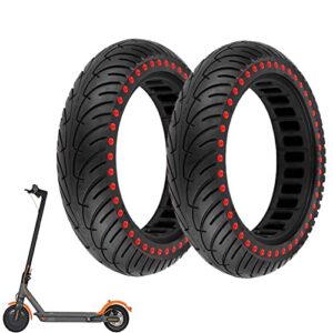 ybang scooter honeycomb solid tire 8 1/2 × 2 rubber tire 8.5 inch tubeless tire for xiaomi mi 3/1s/m365/pro/pro2 for gotrax gxl v2/xr electric scooter (2 pcs, red)
