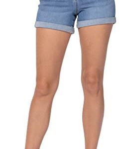 Judy Blue Women's High Rise Open Seam Cuffed Shorts (Medium, Light Blue) 26 Regular