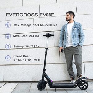 EVERCROSS EV08E Electric Scooter, 350W Motor & 8" Solid Tires, 20 Miles Range &19 Mph, 3 Speed Modes, Folding Commuter Electric Scooter for Adults Teenagers