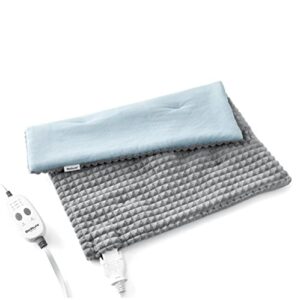 bedsure weighted heating pad with massager - electric heating pad for back with massaging vibrations, 3 heating levels & 9 massage types, 27 relaxing combinations, 24” x 20”,grey