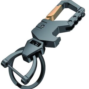mtverver heavy duty key chain with (1 key ring and 1 d-ring),bottle opener,carabiner car key chains (black)