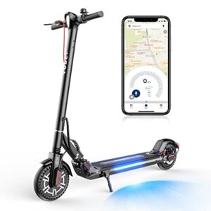 vobet adults electric scooter,350w motor,8.5inch solid tire,18.5 miles 18.5 mph portable folding commuting scooter for adults with front and rear shock absorption system and app