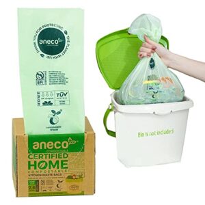 aneco 100% compostable trash bags 2.6 gallon, extra thick kitchen small compost bags for countertop bin (100 count)