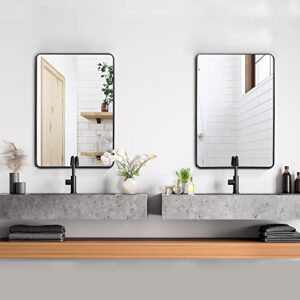 ZenStyle 2 Packs Black Metal Framed Rectangular Wall Mirror 24" x 36" Bathroom Mirror with Peaked Trim for Entryways, Living Rooms, Bathrooms