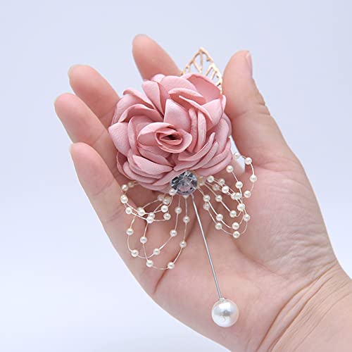 ARTFLWS Rose Wrist Corsage Boutonniere Set,Wrist Flower Corsage Wristlet Band Bracelets and Men's Boutonniere for Wedding Flowers Accessories Prom Suit Decor