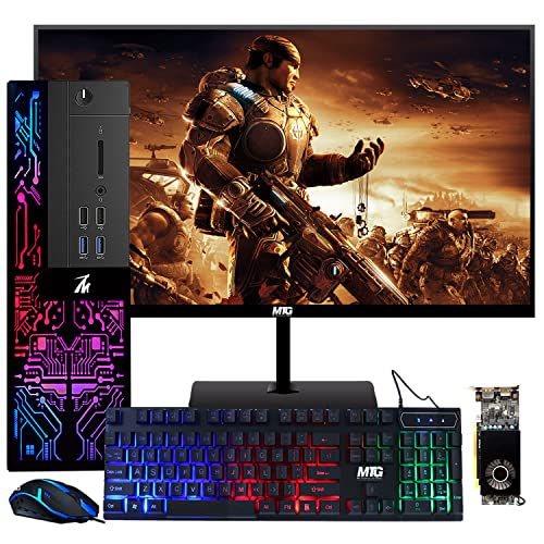 Gaming PC Desktop, Intel Core i3-6500, TechMagnet Siwa 6, 16GB RAM, 240GB SSD (Fast Boot), 1TB HDD, AMD RX 550 4GB DDR5, New MTG 24" Monitor, RGB Speakers Keyboard Mouse, Windows 10 Pro (Renewed)