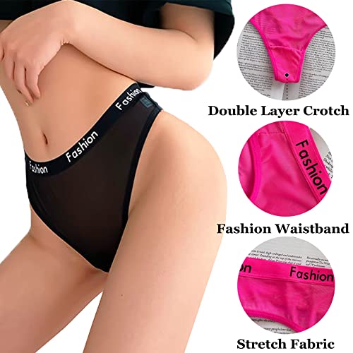 chelectnis Seamless Thongs for Women 5 Pack Breathable Underwear High Rise Bikini Panties G String T Back Stretch Tangas