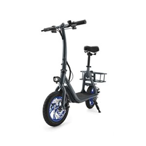 jetson ryder electric scooter, 15.5 mph, 12 miles max range, twist throttle, 250-watt motor, adjustable seat, foldable handlebar, rear basket, ages 12+, gray, jryder-gry