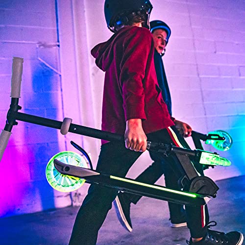 Aero 2 Wheel Kick Scooter for Kids Ages 5-8 or 6-12 with Dynamic RGB Lights, Foldable and Height Adjustable, Scooters for Boys and Girls 6 Years and up with Glowing Deck and Light up Clear Wheels