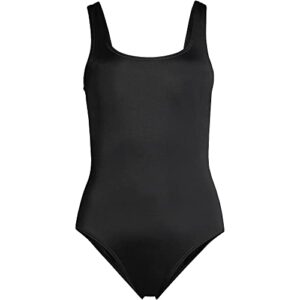 lands' end womens chlorine resistant high leg tugless tank soft cup one piece swimsuit black regular 12