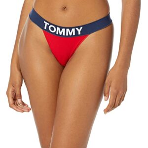 tommy hilfiger women's seamless thong underwear panty, apple red, xl