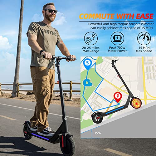 Wheelspeed Electric Scooter, 20-25 Miles & 15 MPH(Pro Ver. 35-40 Miles & 19 MPH) Commuting 350W Motor(Pro Ver. 400W) 10" Pneumatic Tires Foldable E-scooter Adult with Rear Suspension
