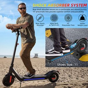 Wheelspeed Electric Scooter, 20-25 Miles & 15 MPH(Pro Ver. 35-40 Miles & 19 MPH) Commuting 350W Motor(Pro Ver. 400W) 10" Pneumatic Tires Foldable E-scooter Adult with Rear Suspension