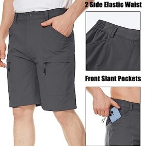 TACVASEN Men's Hiking Cargo Shorts Quick Dry Stretch Outdoor Work Shorts for Fishing Camping Casual 5 Pockets Dark Grey, 38