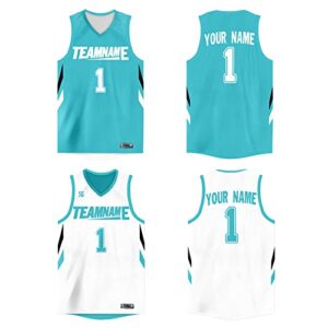 Custom Reversible Men Youth Athletic Basketball Jersey Tank Tops Personalized Print Team Name Number Uniform, 7.teal&white, One Size