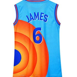 Basketball Jersey for Kids No.6 Space Movie Basketball Superstar No.6 Tshirt Fashion Sport Tank Tops Quick Dry Basketball Cartoon Movie Jersey Novelty Sportwear Tops Tee for Boys Halloween Costume #6