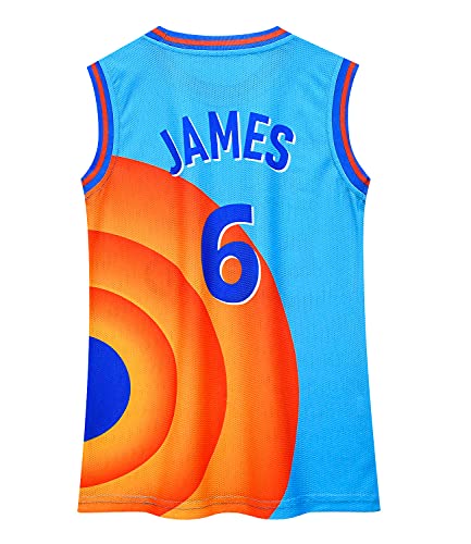 Basketball Jersey for Kids No.6 Space Movie Basketball Superstar No.6 Tshirt Fashion Sport Tank Tops Quick Dry Basketball Cartoon Movie Jersey Novelty Sportwear Tops Tee for Boys Halloween Costume #6