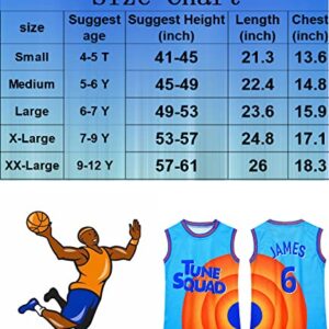 Basketball Jersey for Kids No.6 Space Movie Basketball Superstar No.6 Tshirt Fashion Sport Tank Tops Quick Dry Basketball Cartoon Movie Jersey Novelty Sportwear Tops Tee for Boys Halloween Costume #6