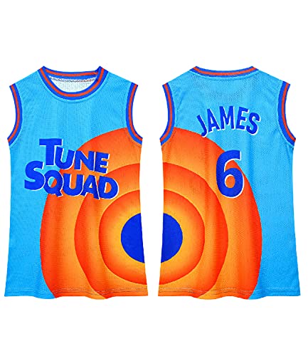 Basketball Jersey for Kids No.6 Space Movie Basketball Superstar No.6 Tshirt Fashion Sport Tank Tops Quick Dry Basketball Cartoon Movie Jersey Novelty Sportwear Tops Tee for Boys Halloween Costume #6