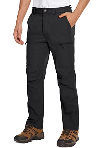 MAGCOMSEN Hiking Pants for Men Lightweight with Zipper Pockets Quick Dry Pants Men Travel Pants for Men Work Pants for Men Stretch Summer Pants for Men Black