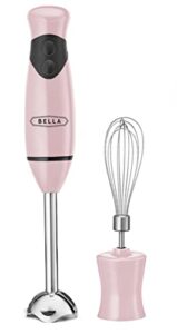 bella immersion hand blender, cordless portable mixer with whisk attachment - electric handheld juicer, shakes, baby food and smoothie maker, stainless steel, pink