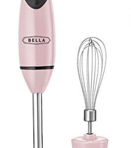 BELLA Immersion Hand Blender, Cordless Portable Mixer with Whisk Attachment - Electric Handheld Juicer, Shakes, Baby Food and Smoothie Maker, Stainless Steel, Pink