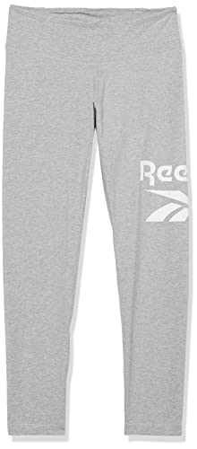 Reebok Women's Standard Big Logo Leggings, Medium Heather Grey/White