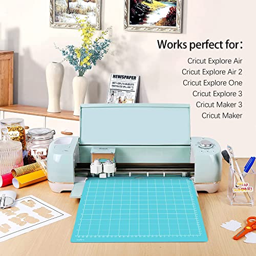 Gwybkq Cutting Mat for Cricut Explore Air 2/Maker/Maker 3 (12x12 Inch,3 Mats) Adhesive Sticky Light Cutting Mats Replacement Accessories Blue