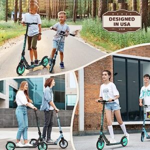 WAYPLUS Kick Scooter for Ages 6+,Kid, Teens & Adults. Max Load 240 LBS. Foldable, Lightweight, 8IN Big Wheels for Kids, Teen and Adults, 4 Adjustable Levels. Bearing ABEC9