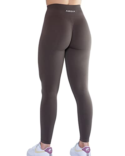Seamless Scrunch Legging Women Yoga Pants 7/8 Tummy Control Workout Running for Fitness Sport Active Legging-25''（S,Chestnut Brown