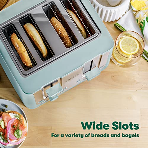 BELLA 4 Slice toaster, Stainless Steel and Aqua