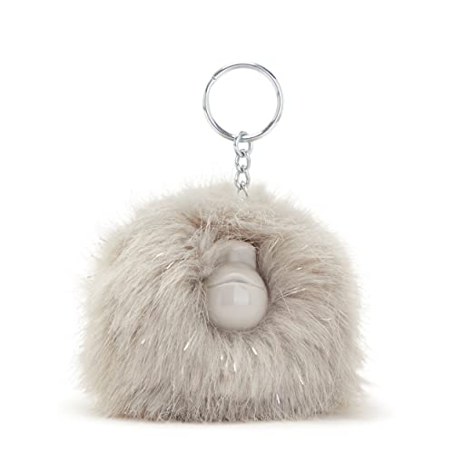 Kipling Womens Pompom Monkey Keychain, Grey Silver, 3.5 L x H 2 D US