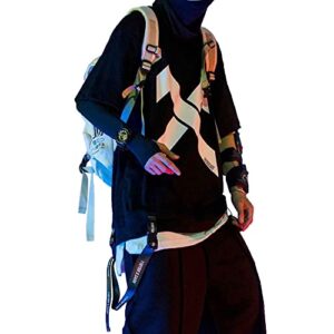 xyxiongmao cyberpunk shirt techwear shirts streetwear men tactical japanese hip hop anime mens graphic gothic (black,xl)