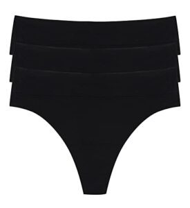 natori women's bliss flex: thong 3 pack, black, s